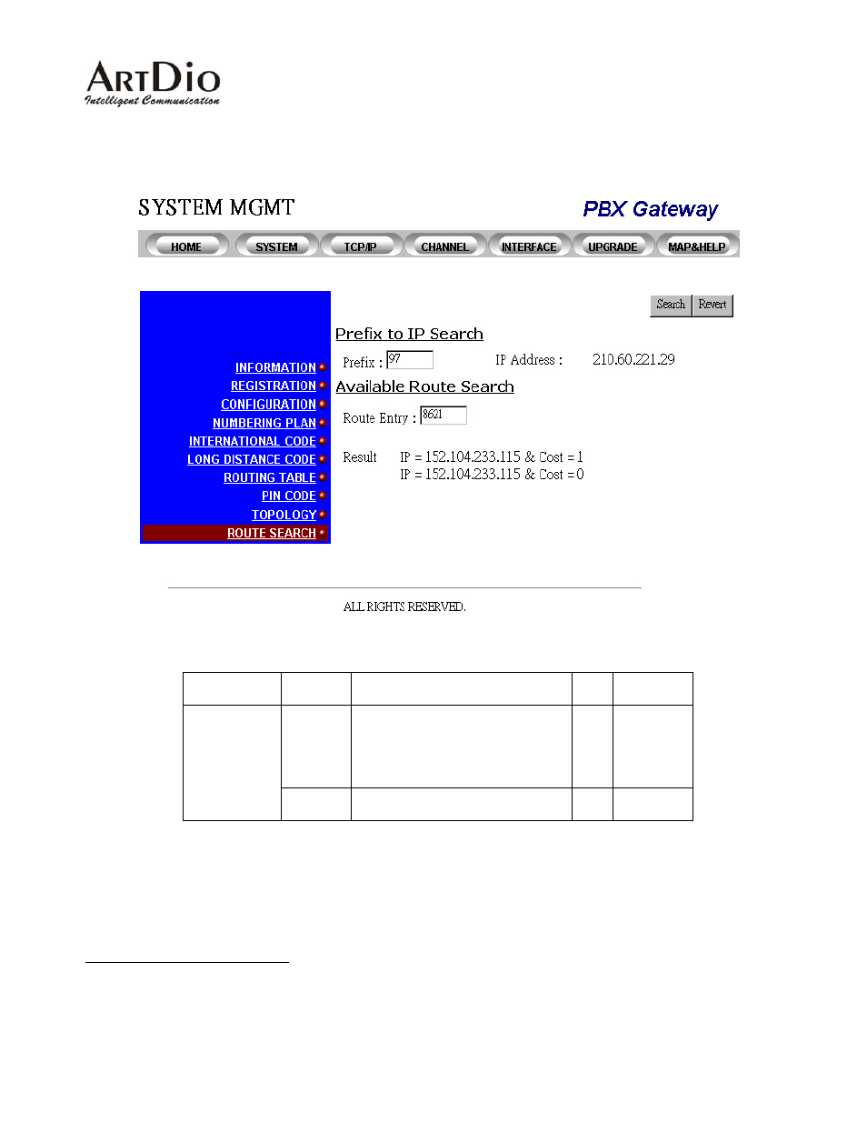 19 route search-web interface, 20 route search- console interface | ArtDio IPE 1000 User Manual | Page 58 / 91