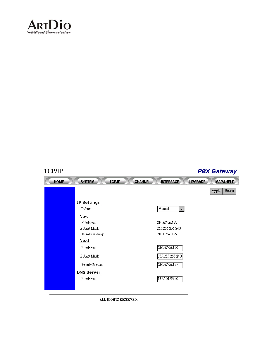 3 tcp/ip configuration | ArtDio IPE 1000 User Manual | Page 60 / 91