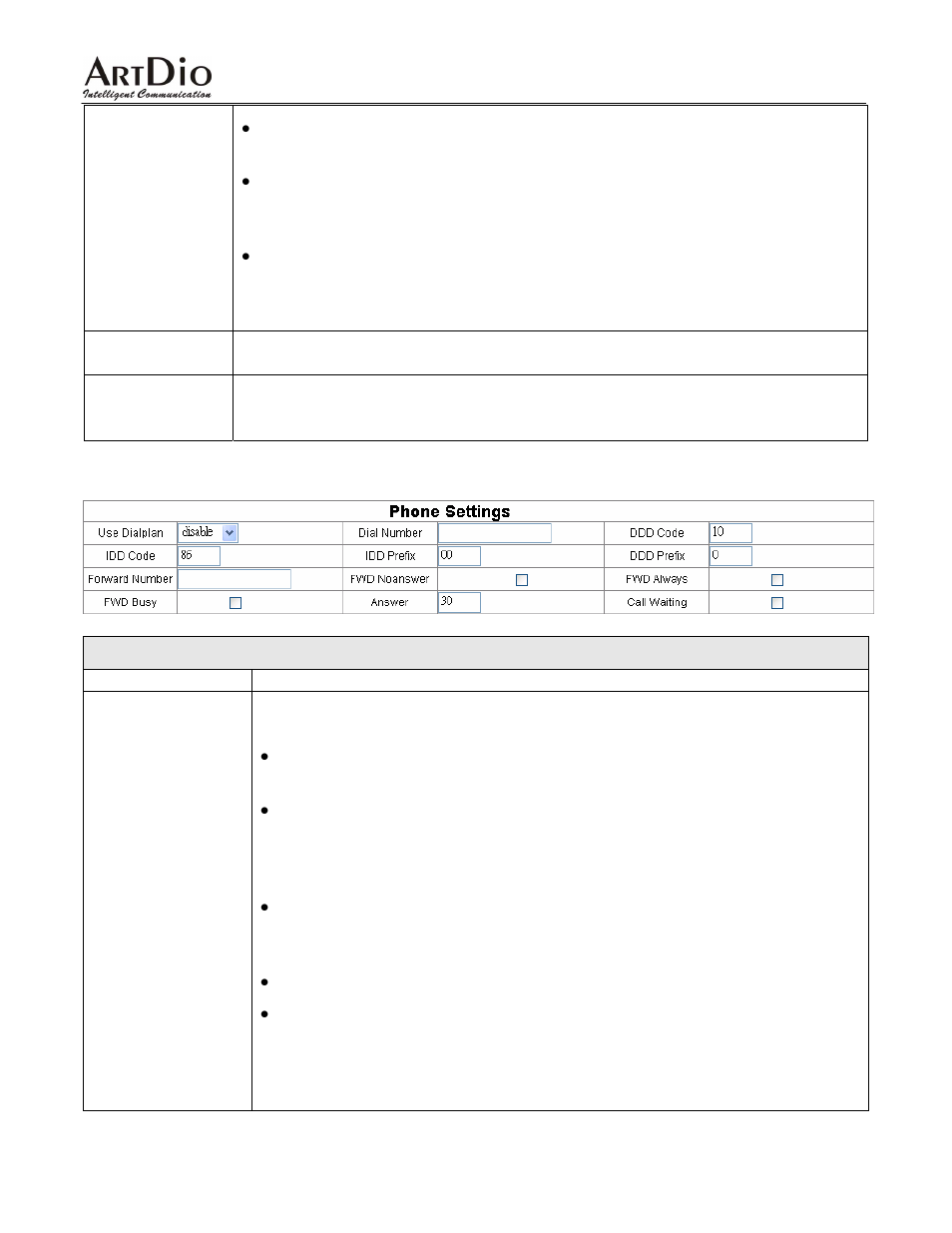 Phone settings, 3 phone settings | ArtDio IPF-2000 User Manual | Page 20 / 36
