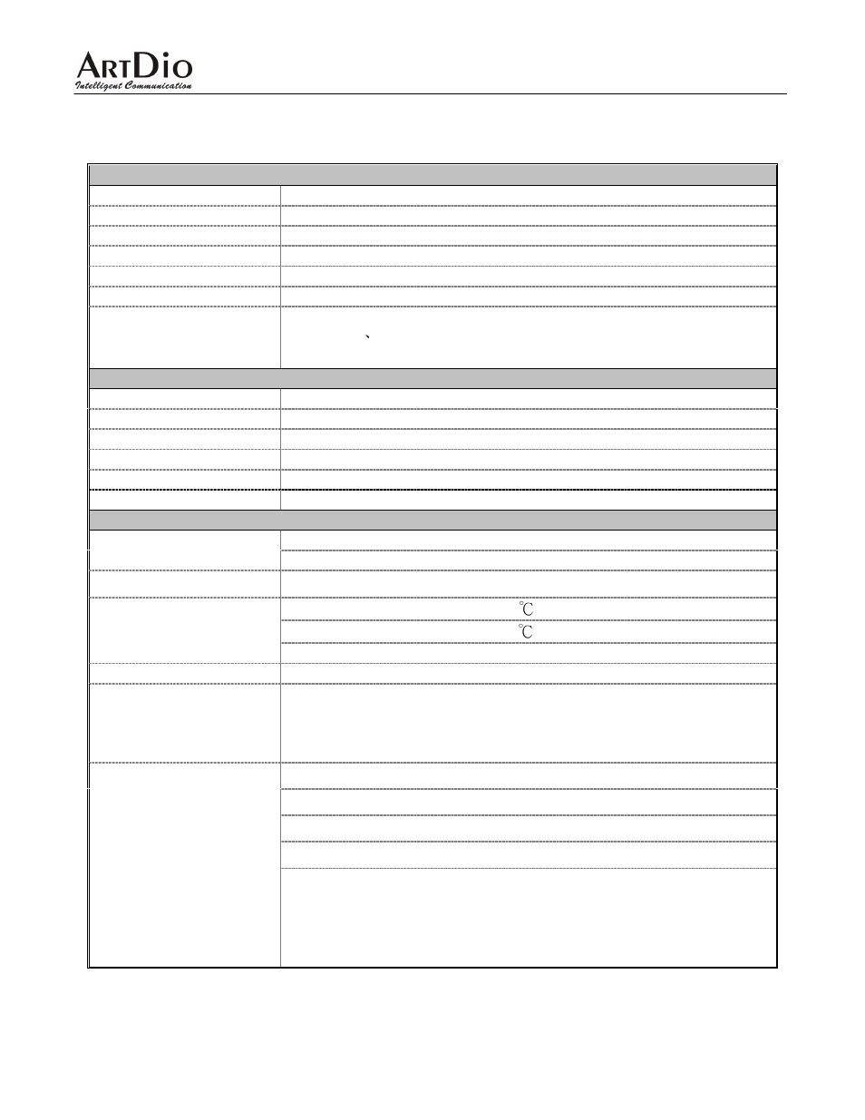 Product specification | ArtDio IPF-2000 User Manual | Page 5 / 36