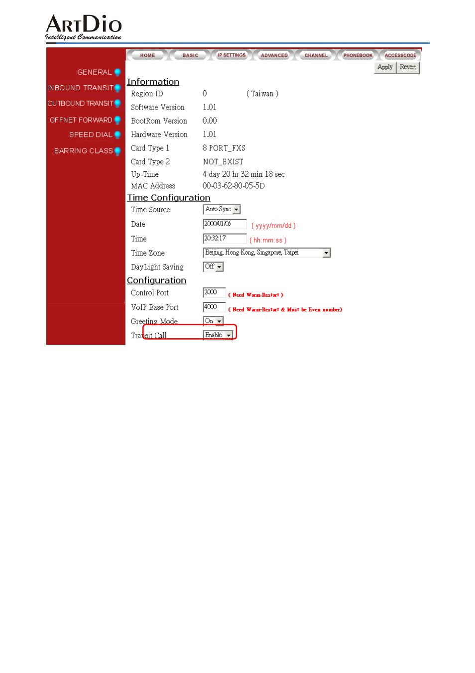 10 inbound transit calls | ArtDio IPC 1000 Series User Manual | Page 30 / 67