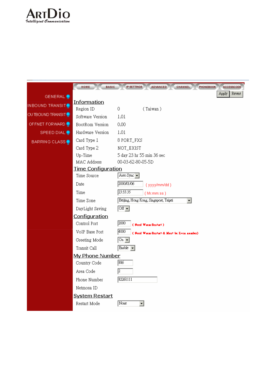 Webpage explanation, 1 basic | ArtDio IPC 1000 Series User Manual | Page 37 / 67