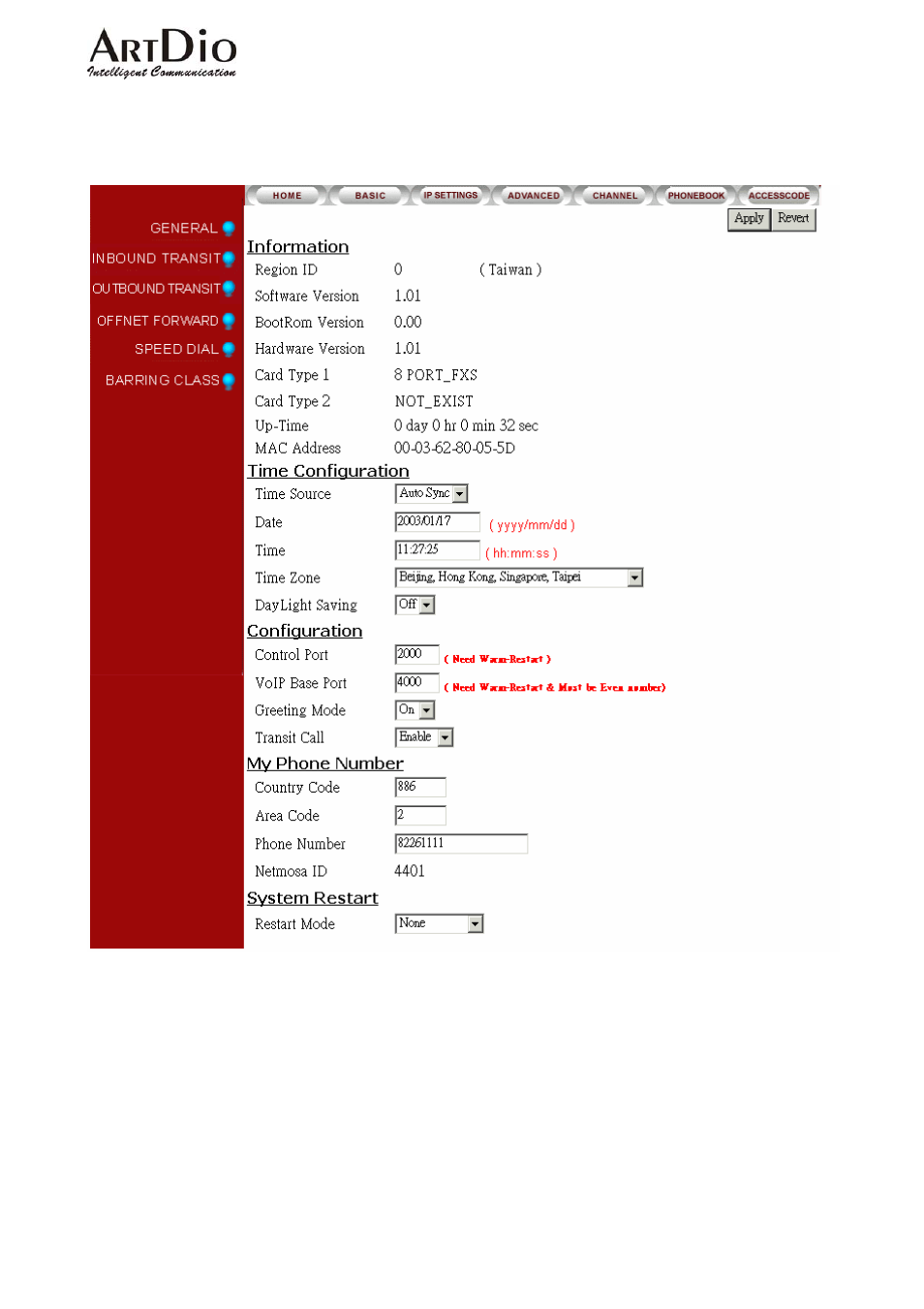 3 ipp web page | ArtDio IPC 1000 Series User Manual | Page 65 / 67