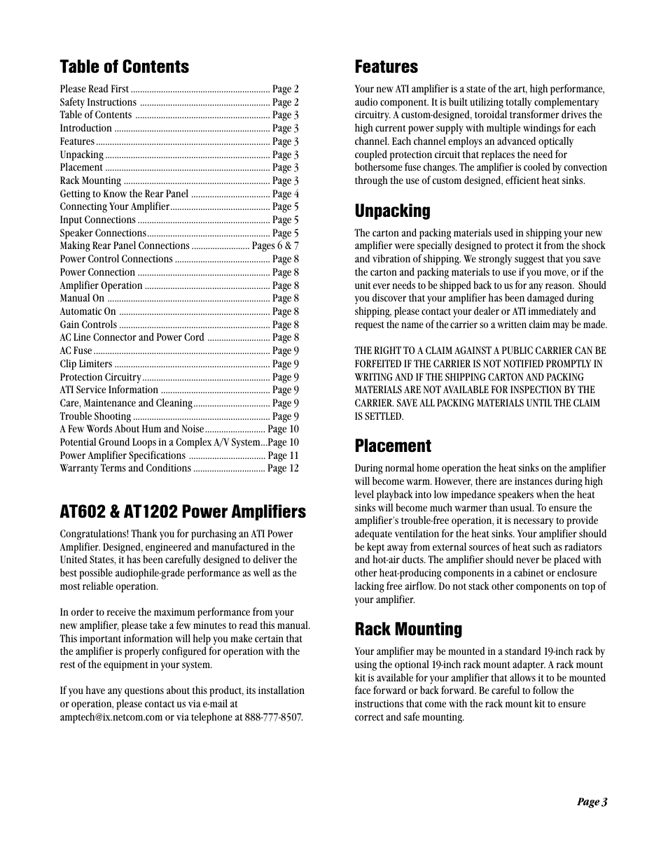 Amplifier Tech AT1202 User Manual | Page 3 / 12