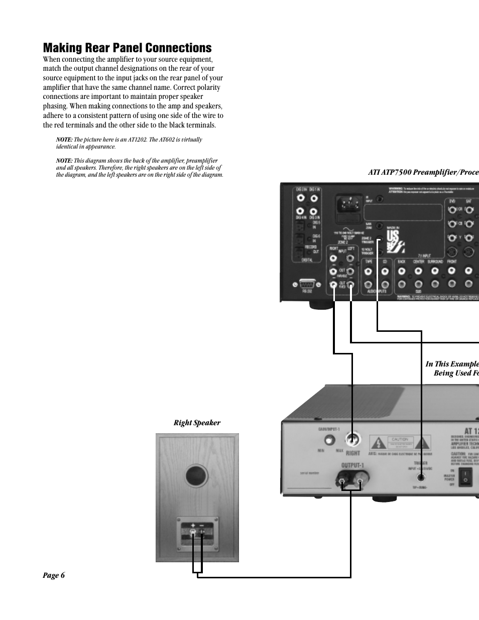 Making rear panel connections | Amplifier Tech AT1202 User Manual | Page 6 / 12