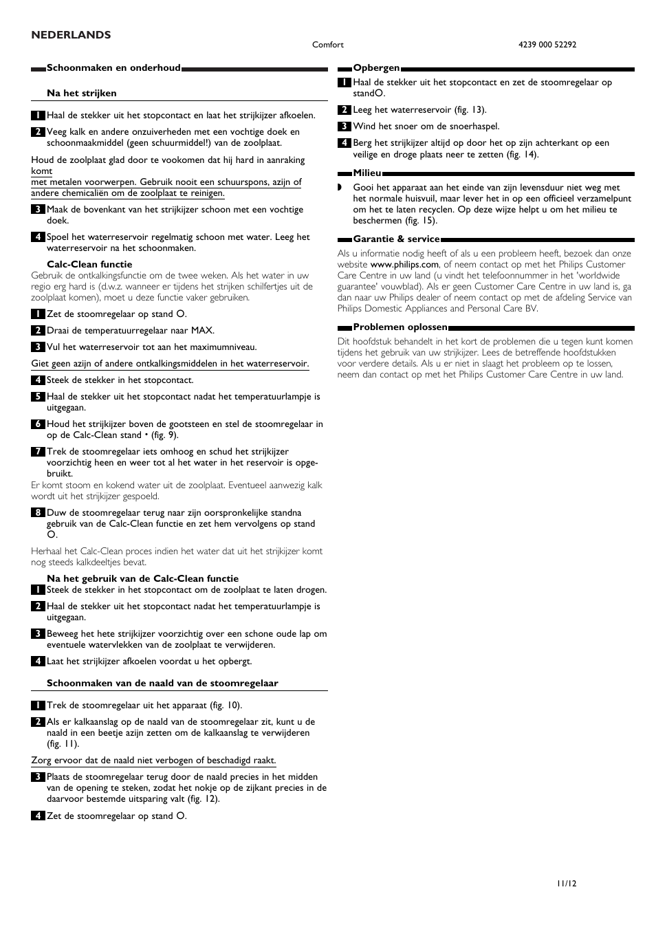 Philips Dampfbügeleisen User Manual | Page 11 / 12