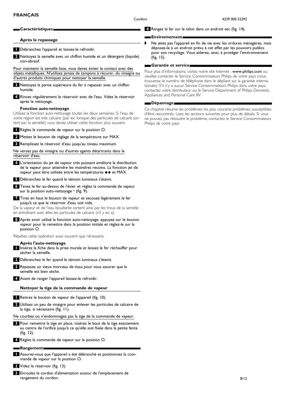 Philips Dampfbügeleisen User Manual | Page 8 / 12