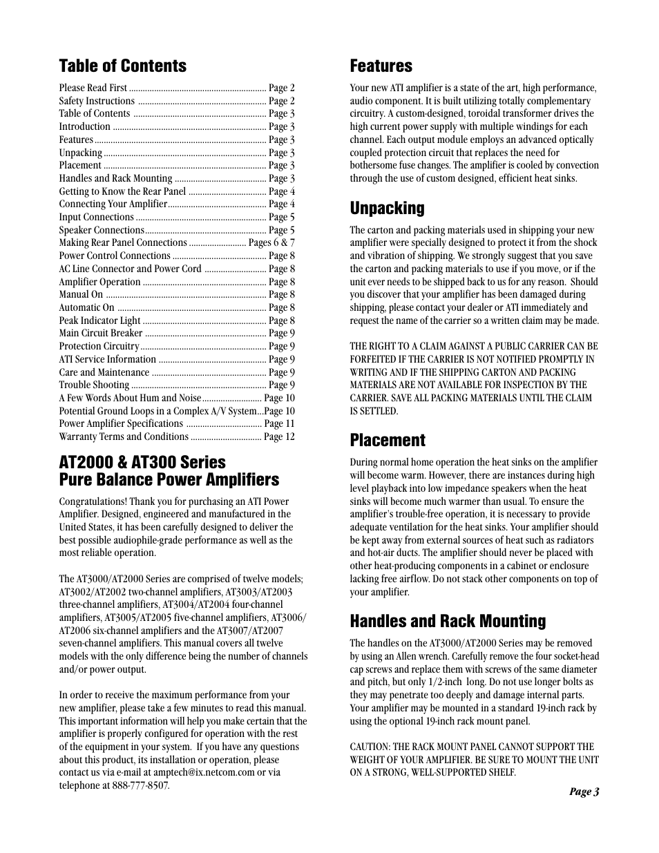 Amplifier Tech AT2000 User Manual | Page 3 / 12
