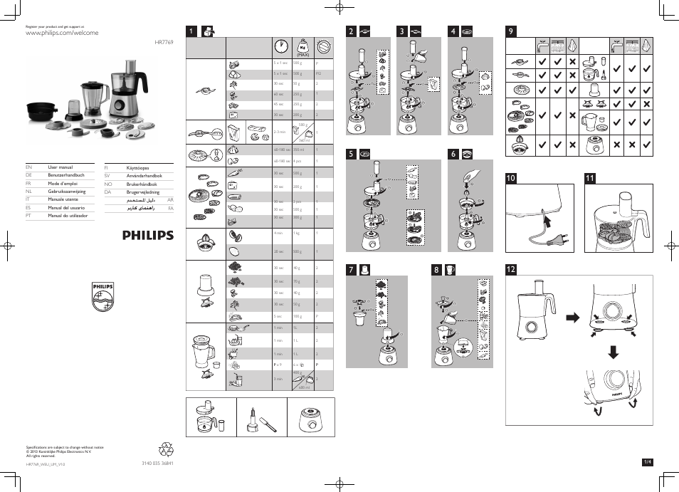 Philips Viva Collection Küchenmaschine User Manual | 8 pages
