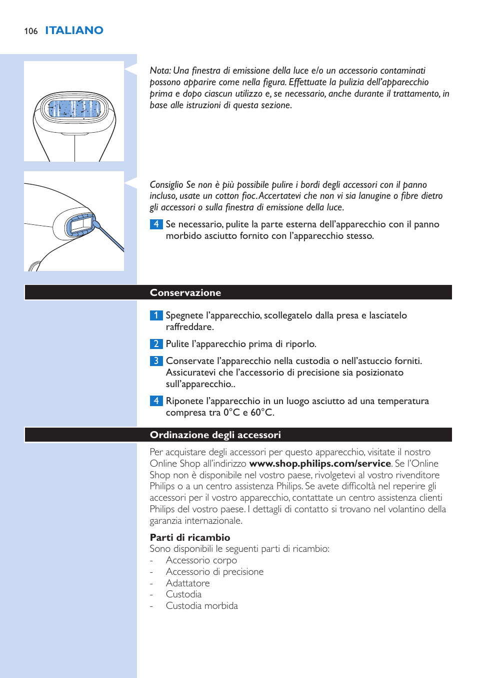 Philips Lumea Precision Plus IPL Haarentfernungssystem User Manual | Page 106 / 118