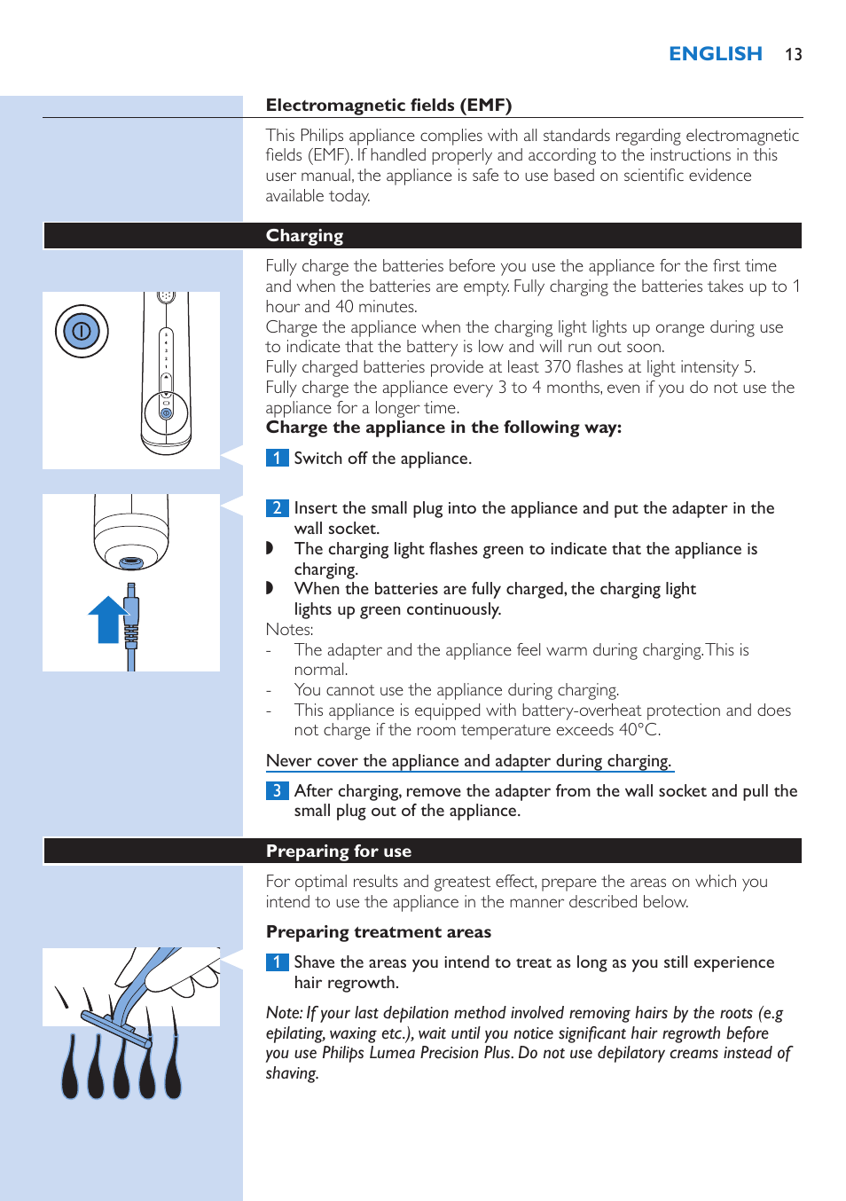 Philips Lumea Precision Plus IPL Haarentfernungssystem User Manual | Page 13 / 118