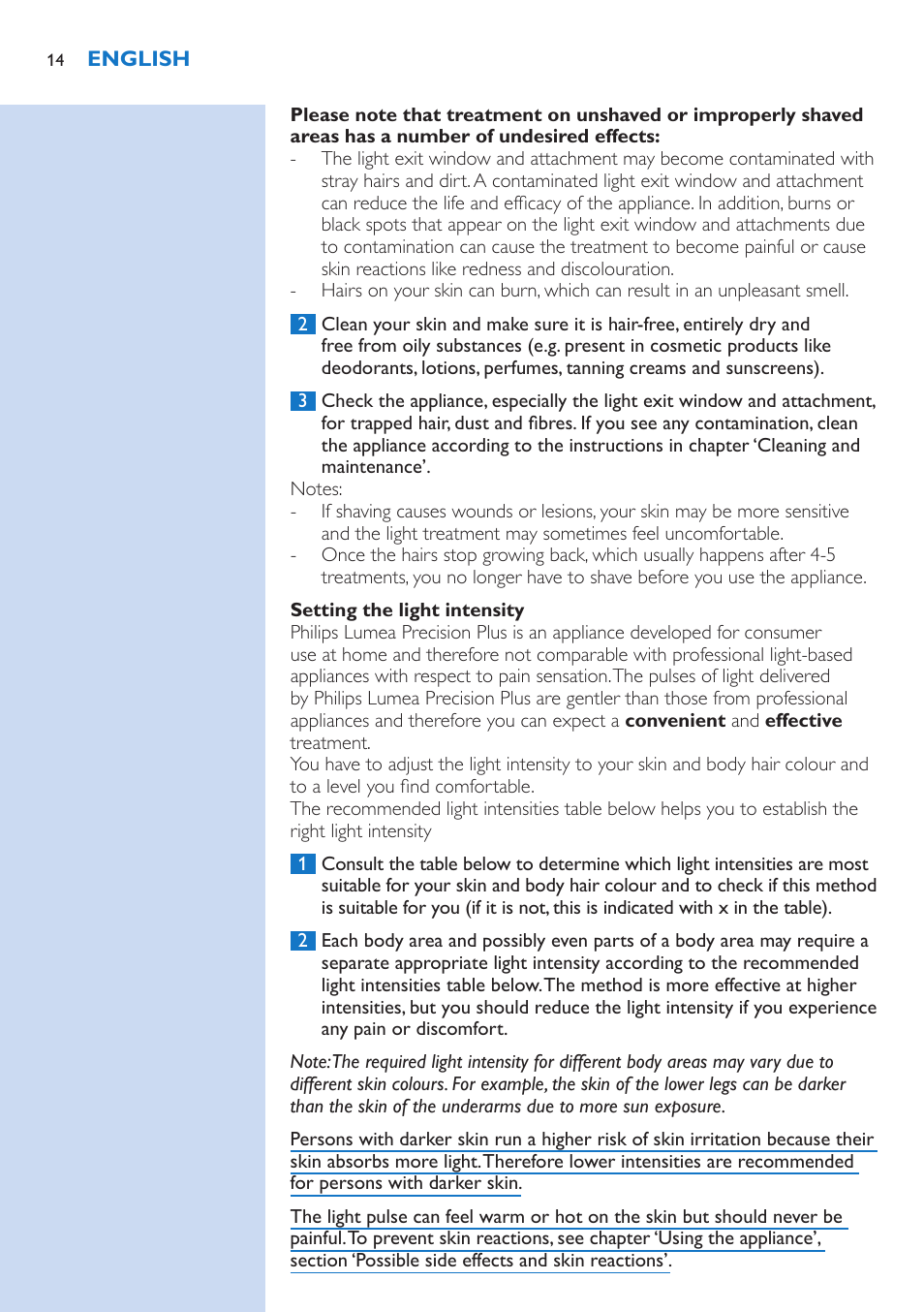 Philips Lumea Precision Plus IPL Haarentfernungssystem User Manual | Page 14 / 118