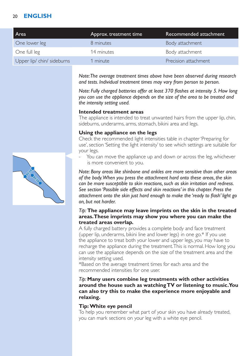 Philips Lumea Precision Plus IPL Haarentfernungssystem User Manual | Page 20 / 118