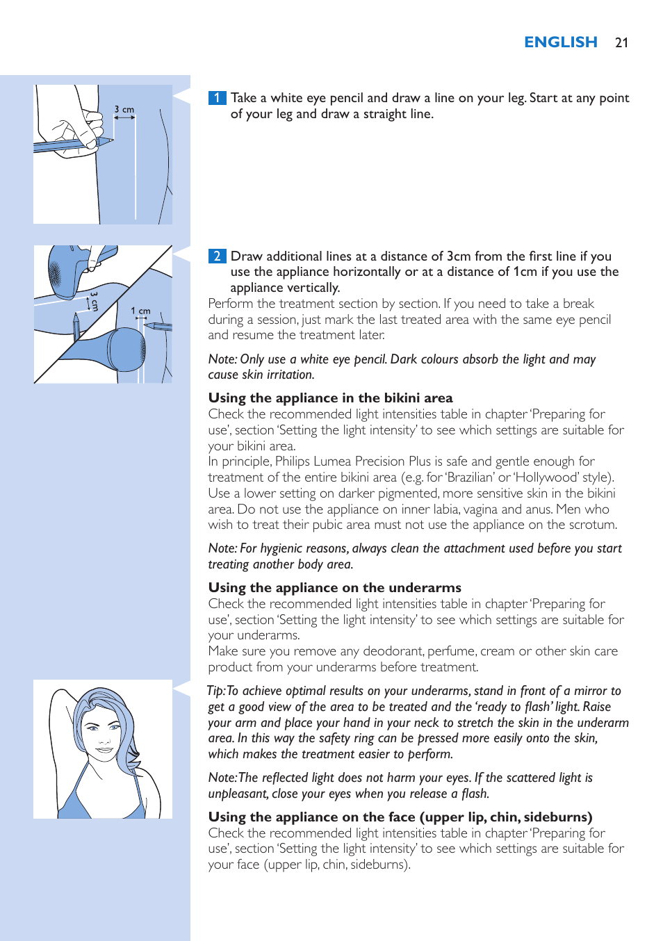 Philips Lumea Precision Plus IPL Haarentfernungssystem User Manual | Page 21 / 118