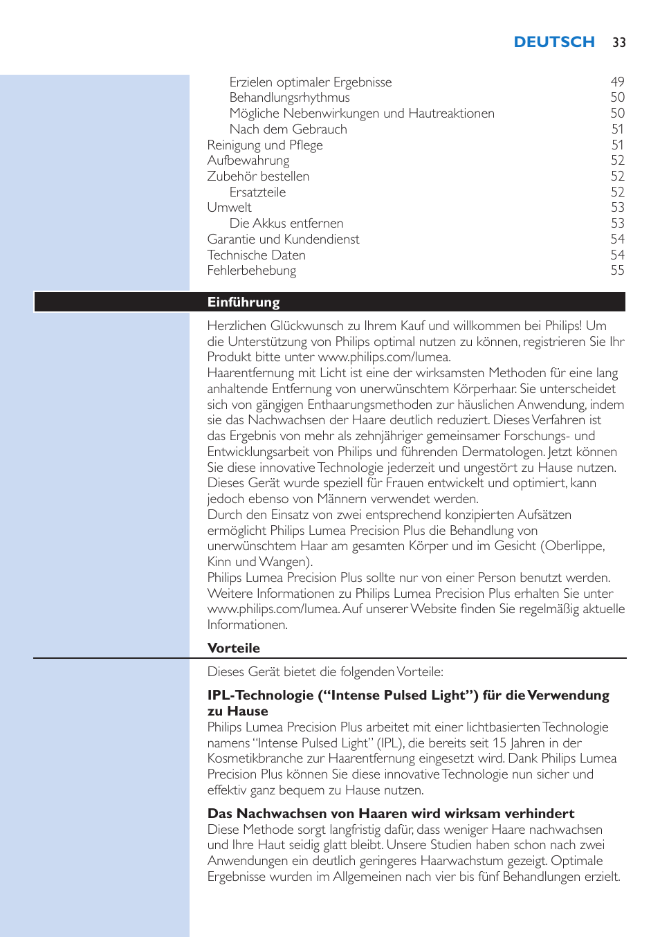 Philips Lumea Precision Plus IPL Haarentfernungssystem User Manual | Page 33 / 118