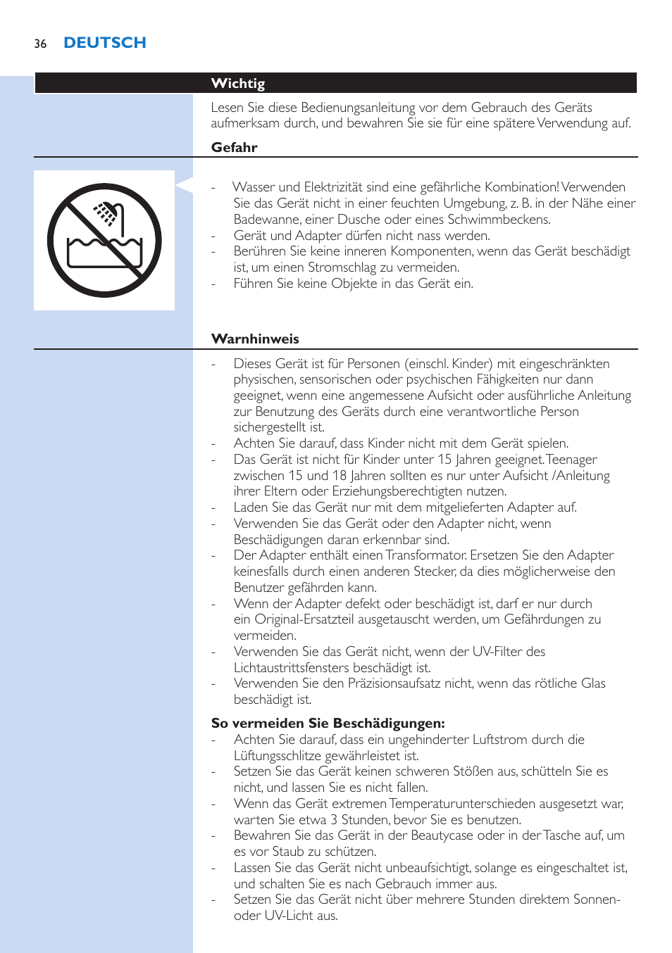 Philips Lumea Precision Plus IPL Haarentfernungssystem User Manual | Page 36 / 118