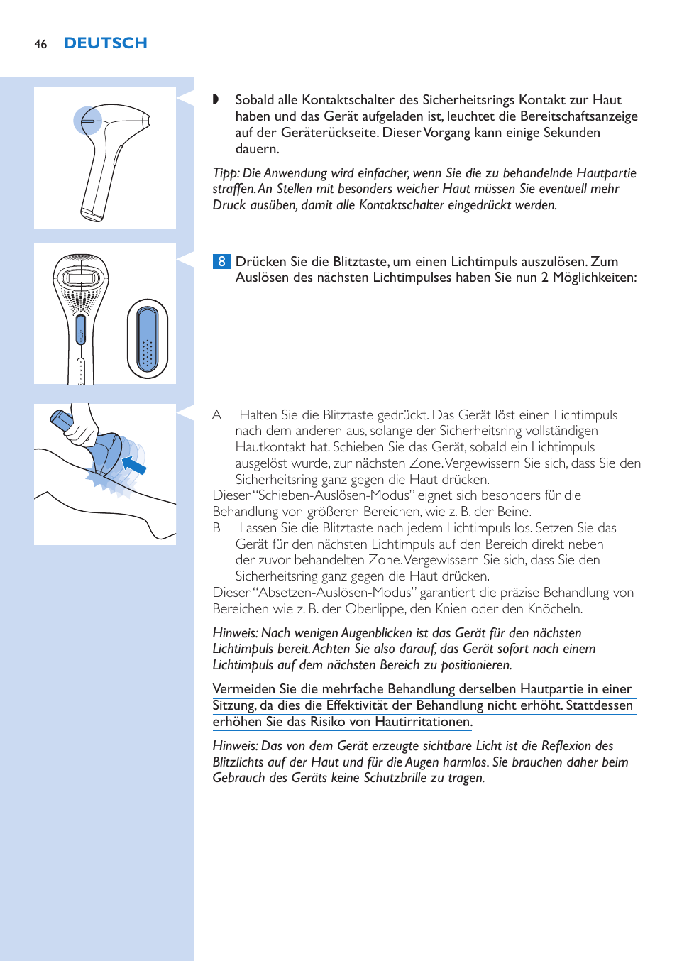 Philips Lumea Precision Plus IPL Haarentfernungssystem User Manual | Page 46 / 118