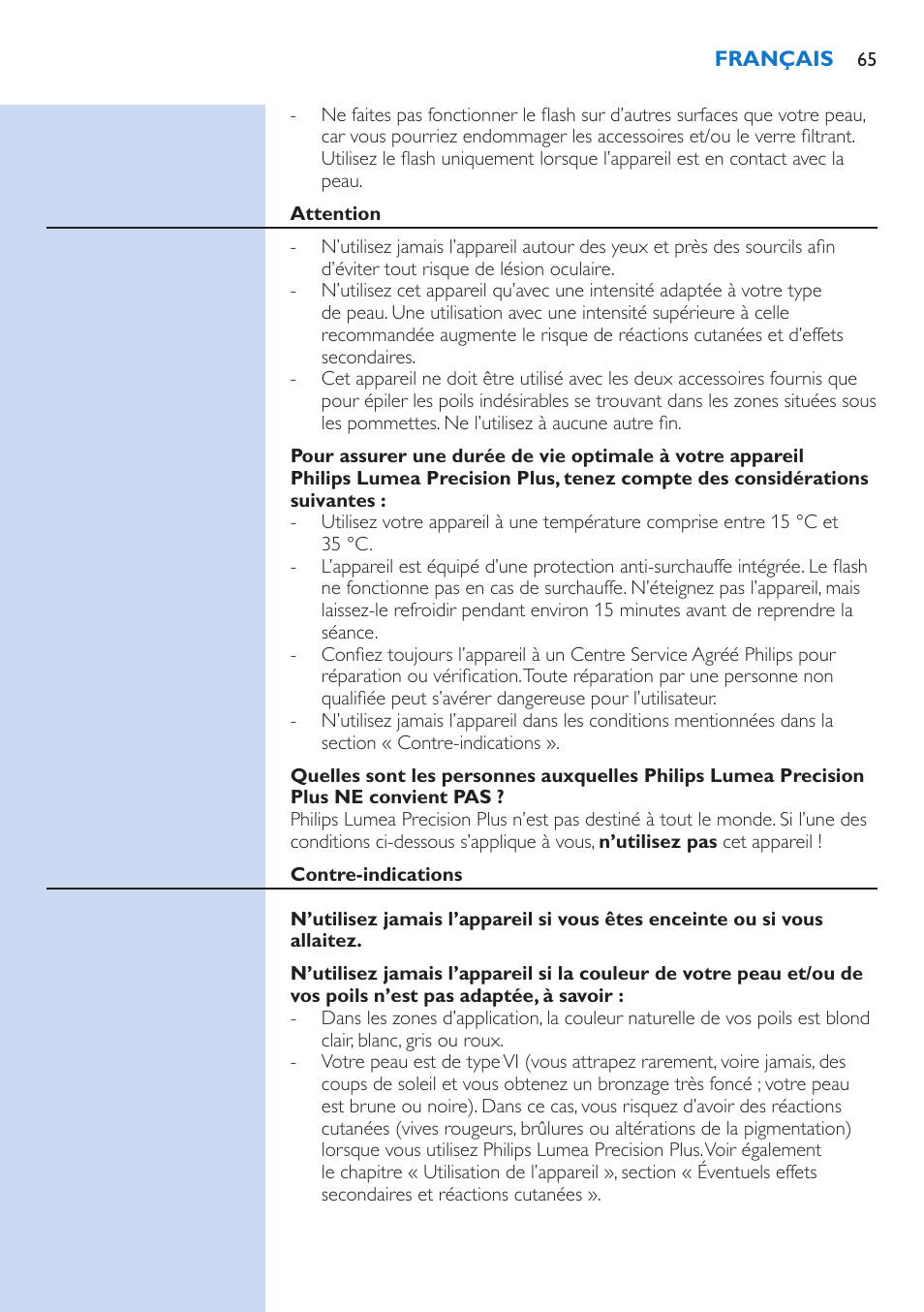 Philips Lumea Precision Plus IPL Haarentfernungssystem User Manual | Page 65 / 118