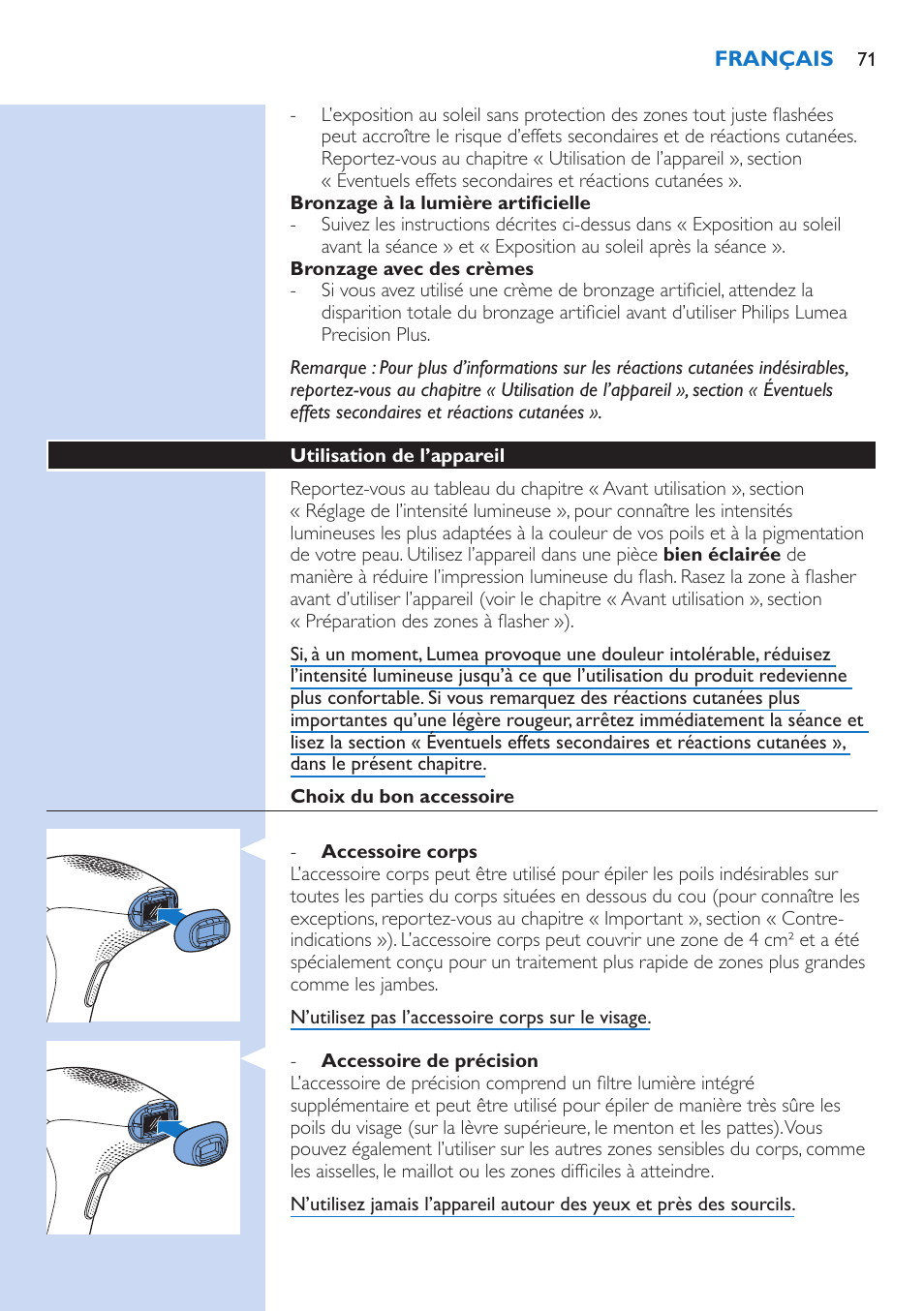 Philips Lumea Precision Plus IPL Haarentfernungssystem User Manual | Page 71 / 118