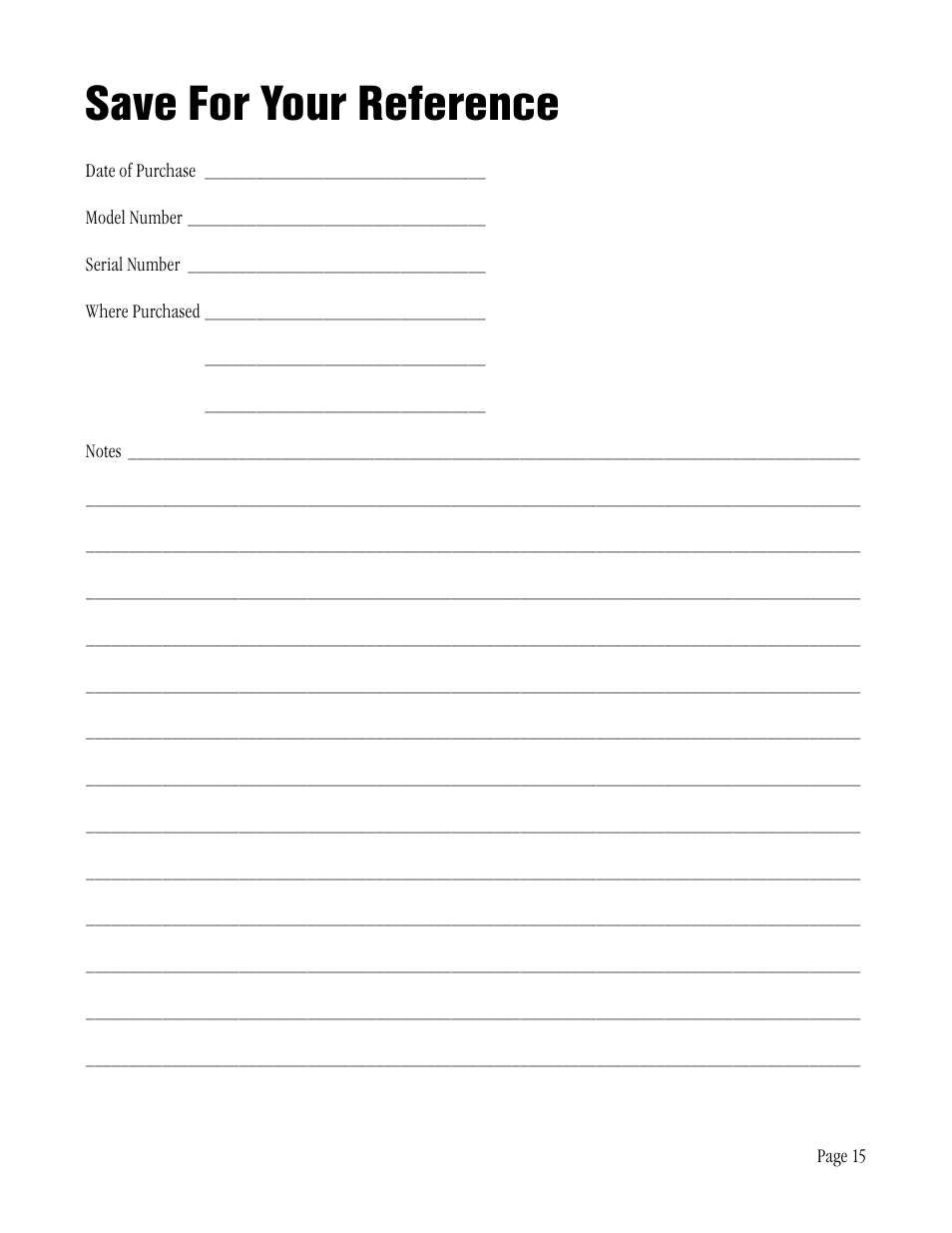 Save for your reference | Amplifier Tech AT6012 User Manual | Page 15 / 16