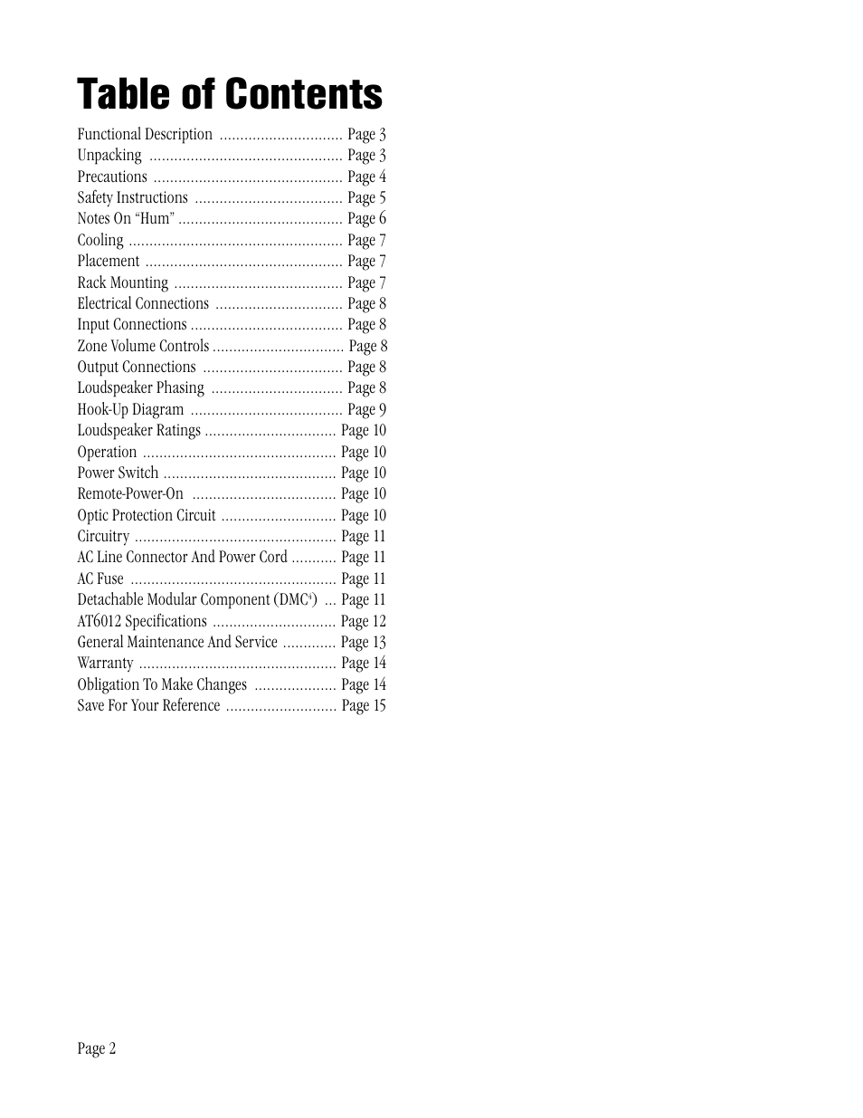 Amplifier Tech AT6012 User Manual | Page 2 / 16