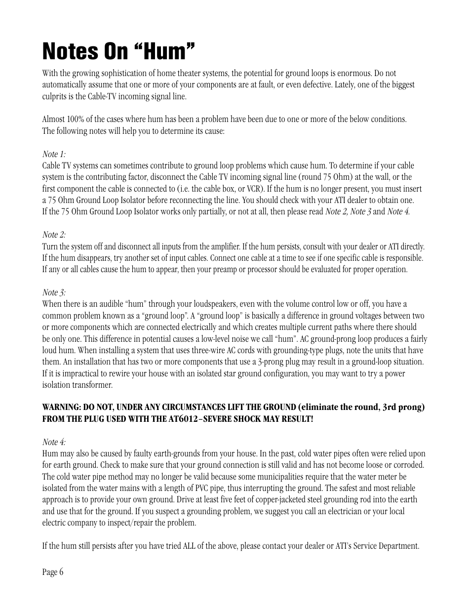 Amplifier Tech AT6012 User Manual | Page 6 / 16