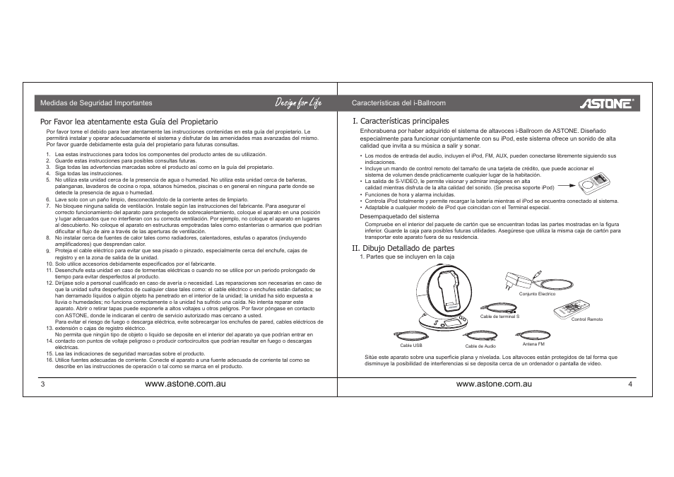 I-ballroom_manual_p19.pdf, I. características principales, Ii. dibujo detallado de partes | Astone Holdings Pty high quality speaker system User Manual | Page 20 / 24