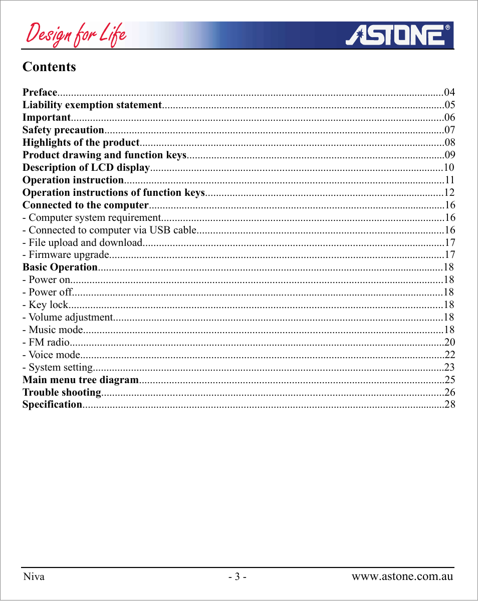 Astone Holdings Pty NIVA User Manual | Page 4 / 29