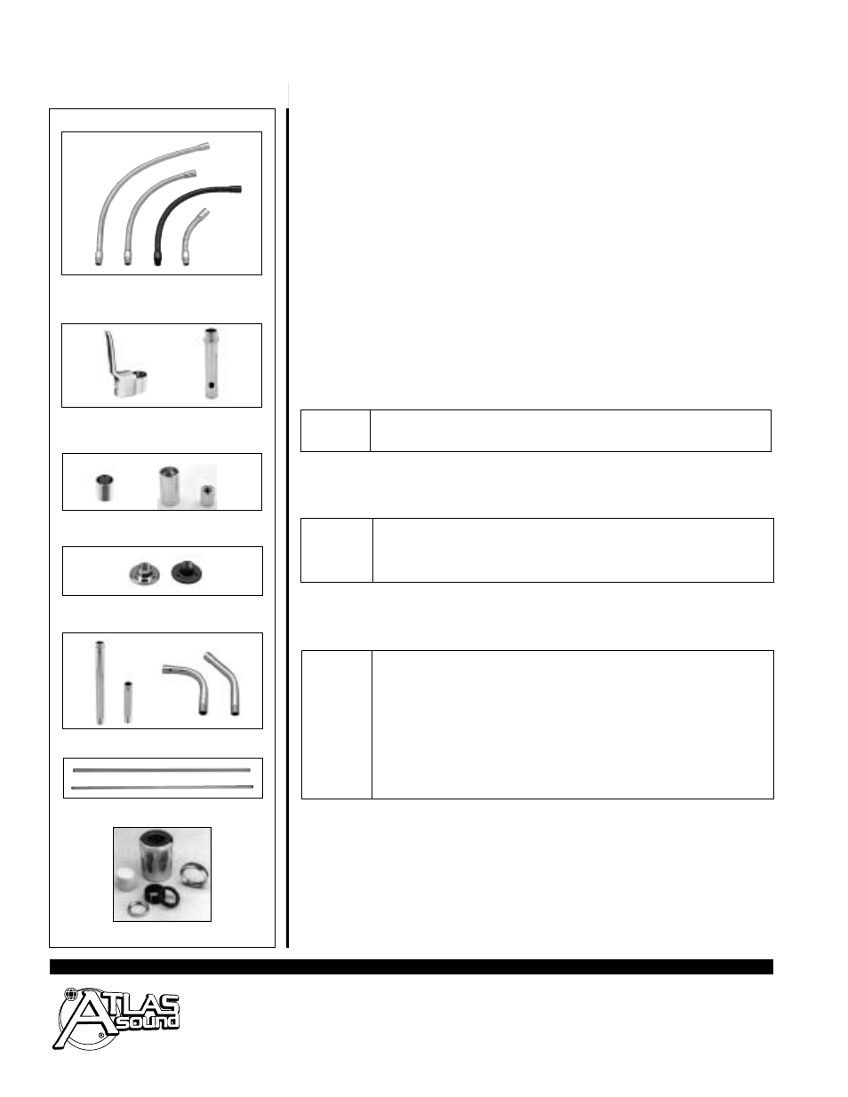 Replacement kits, Gooseneck flexible extensions | Atlas Sound BC-1 User Manual | Page 2 / 2