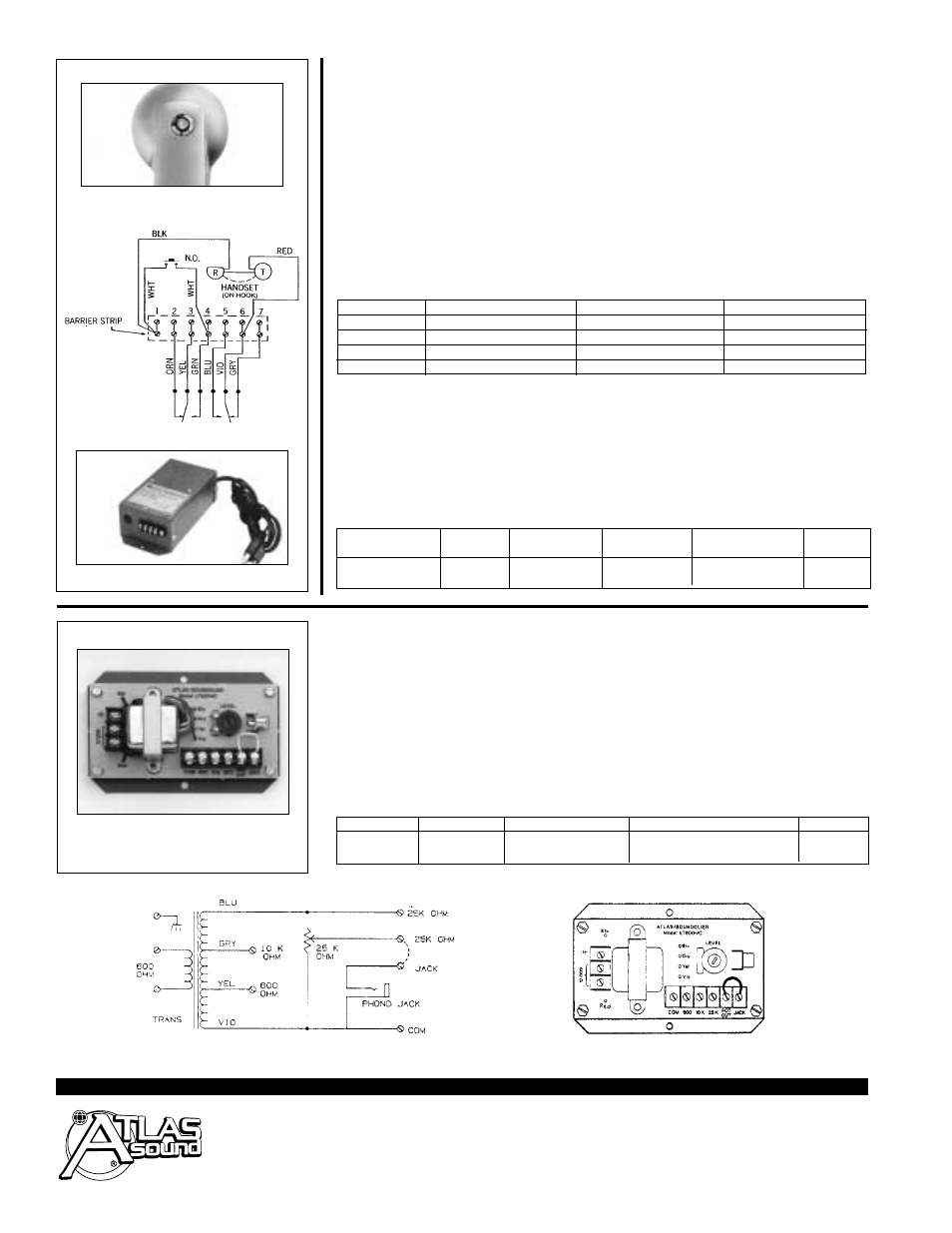 Pt option: push-to-talk button switch, Dy-1 dynamic transmitter, Telephone power supply for common-talk systems | Ohm impedance matching transformer | Atlas Sound DY User Manual | Page 2 / 2