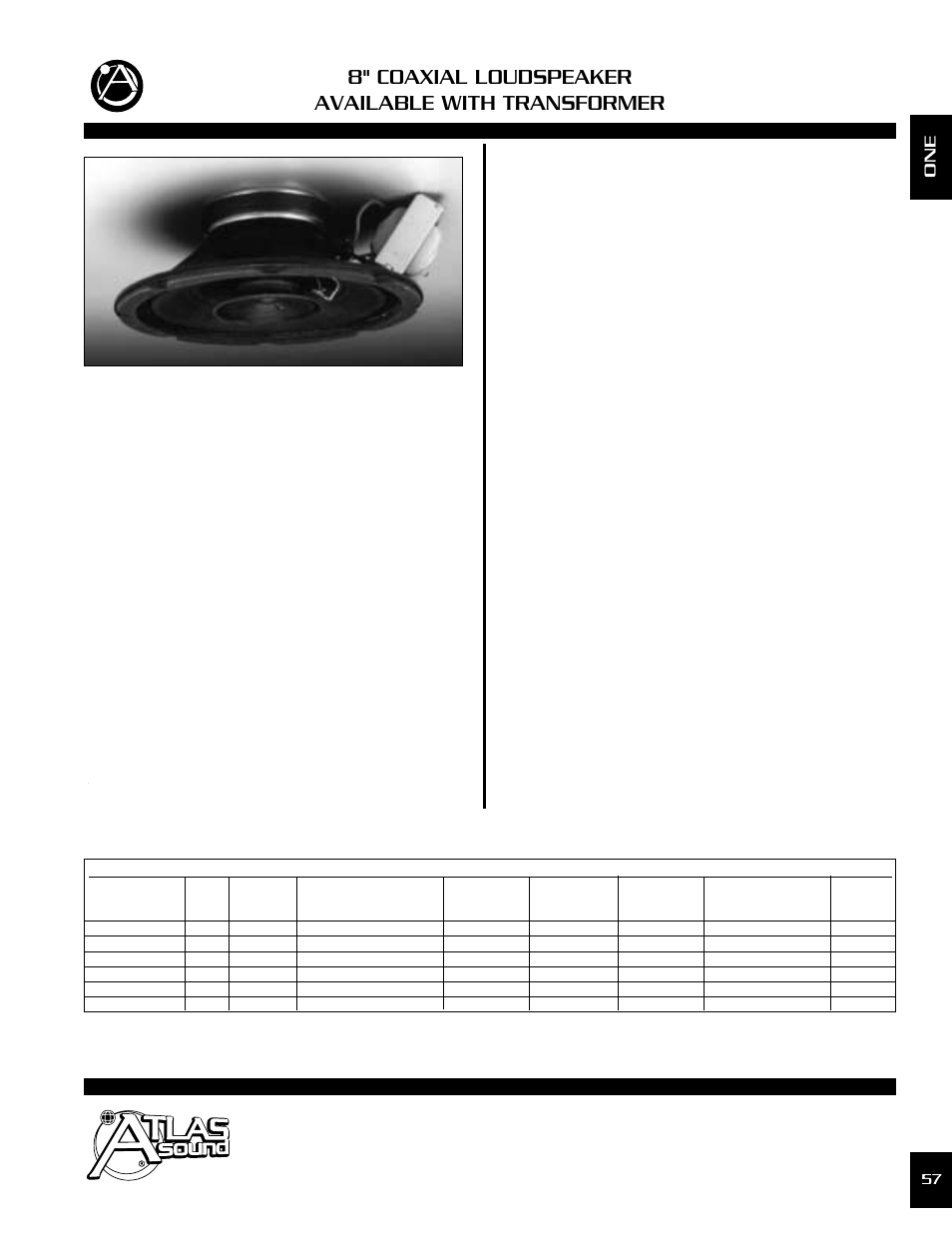 Atlas Sound 8" Coaxial Loudspeaker C803A User Manual | 2 pages