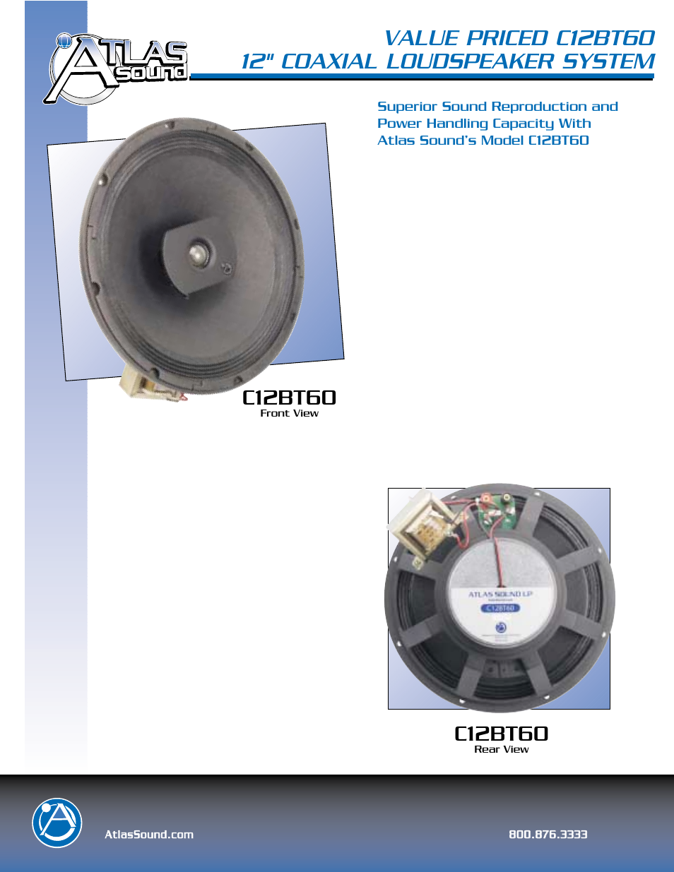 Atlas Sound C12BT60 User Manual | 2 pages