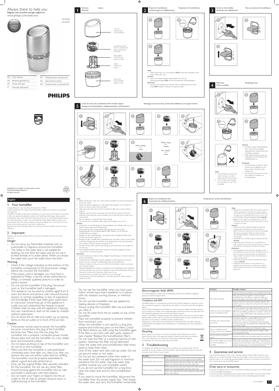 Philips Luftbefeuchter User Manual | 4 pages
