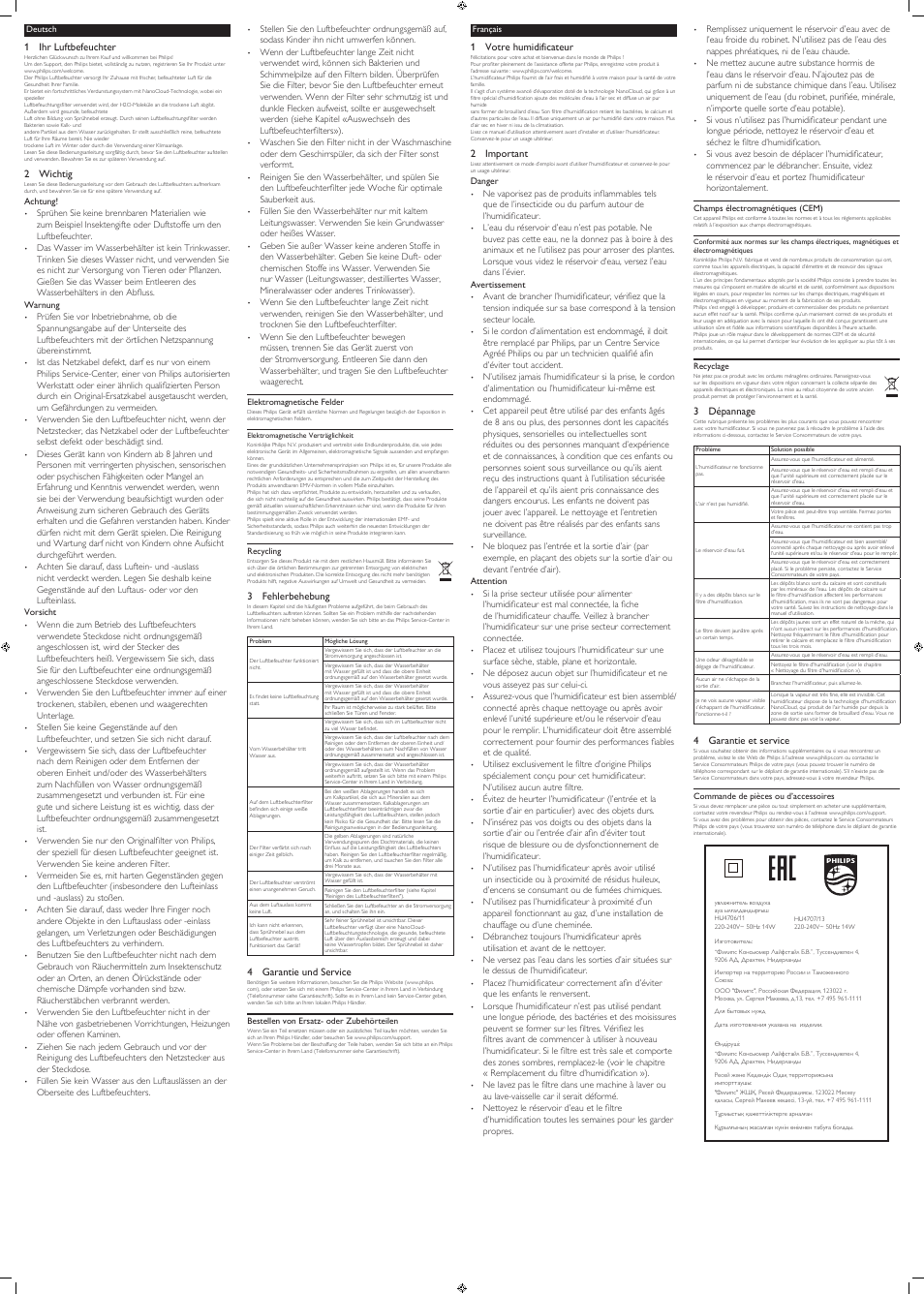 Philips Luftbefeuchter User Manual | Page 2 / 4