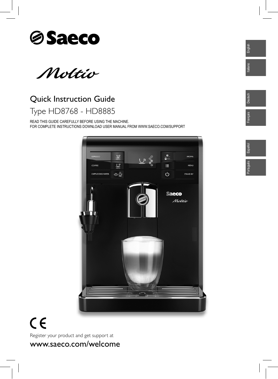 Philips Saeco Moltio Kaffeevollautomat User Manual | 92 pages