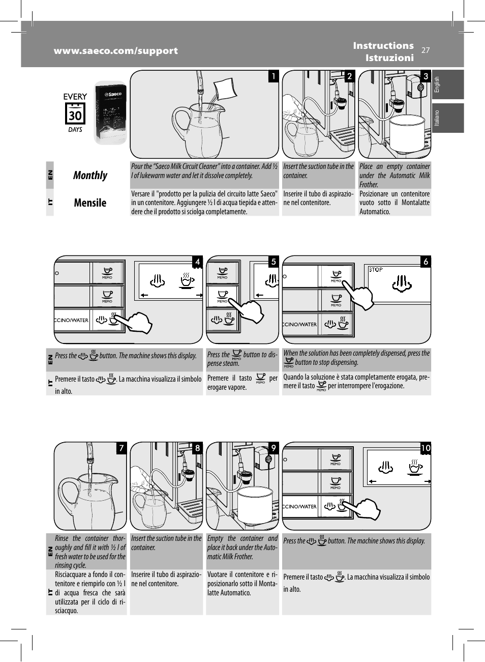 Monthly, Mensile | Philips Saeco Moltio Kaffeevollautomat User Manual | Page 27 / 92