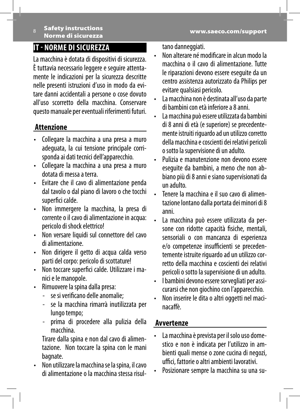 Philips Saeco Moltio Kaffeevollautomat User Manual | Page 8 / 92