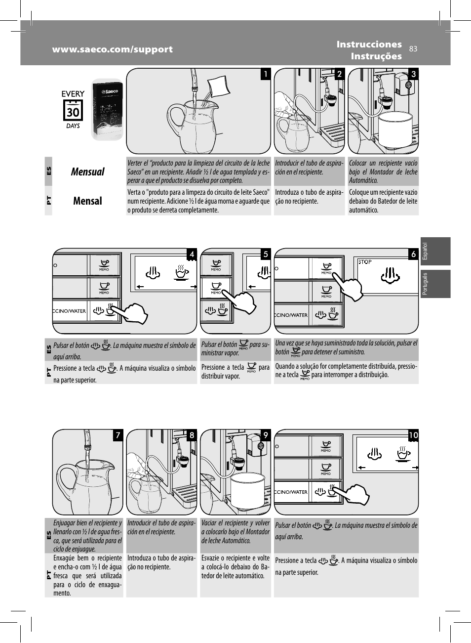 Mensual, Mensal | Philips Saeco Moltio Kaffeevollautomat User Manual | Page 83 / 92