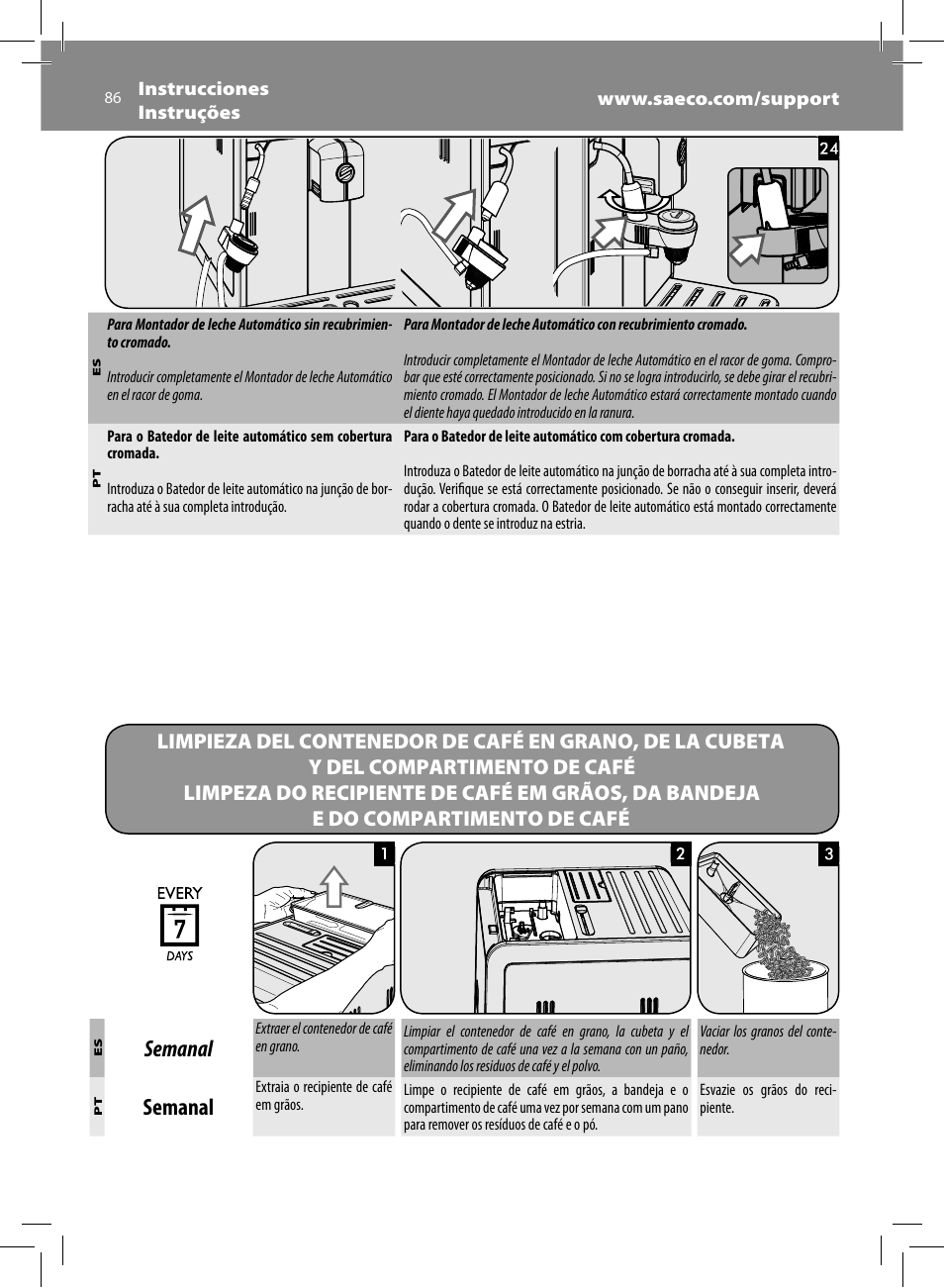 Semanal | Philips Saeco Moltio Kaffeevollautomat User Manual | Page 86 / 92