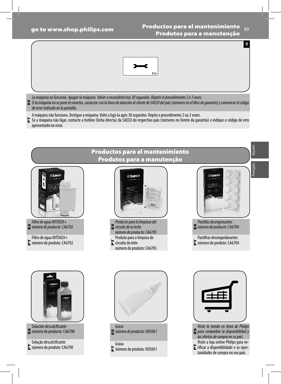 Philips Saeco Moltio Kaffeevollautomat User Manual | Page 89 / 92