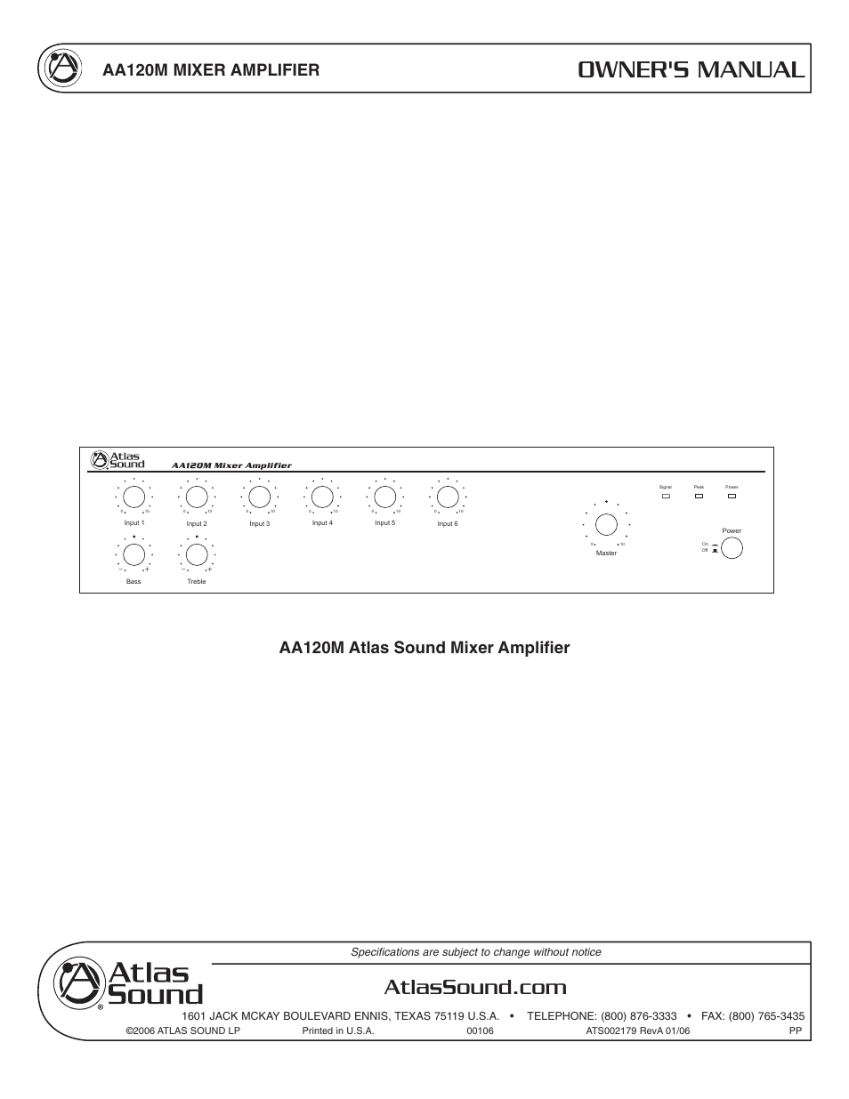 Atlas Sound AA120M User Manual | 28 pages