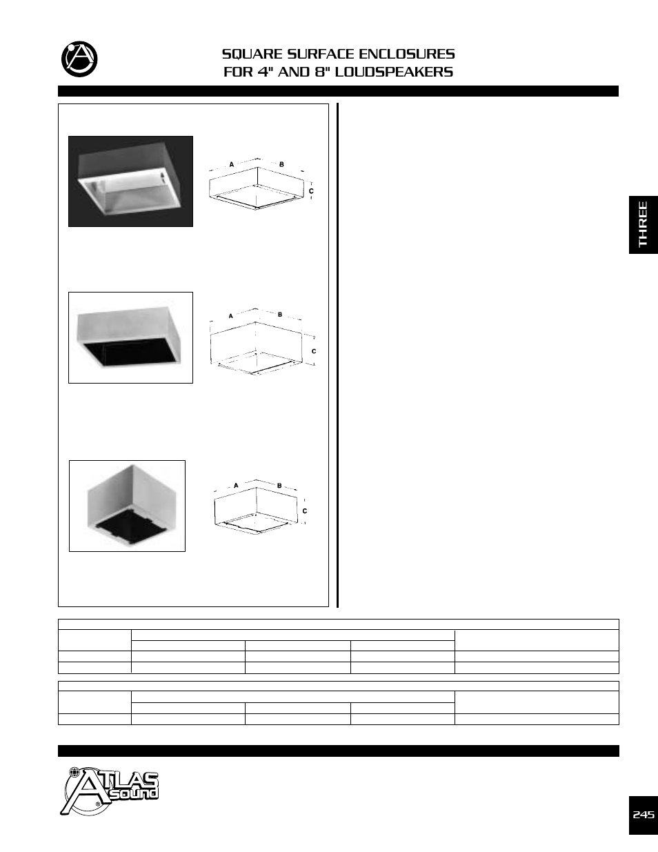 Atlas Sound SQUARE BAFFLE MODELS SE175-4 User Manual | 1 page