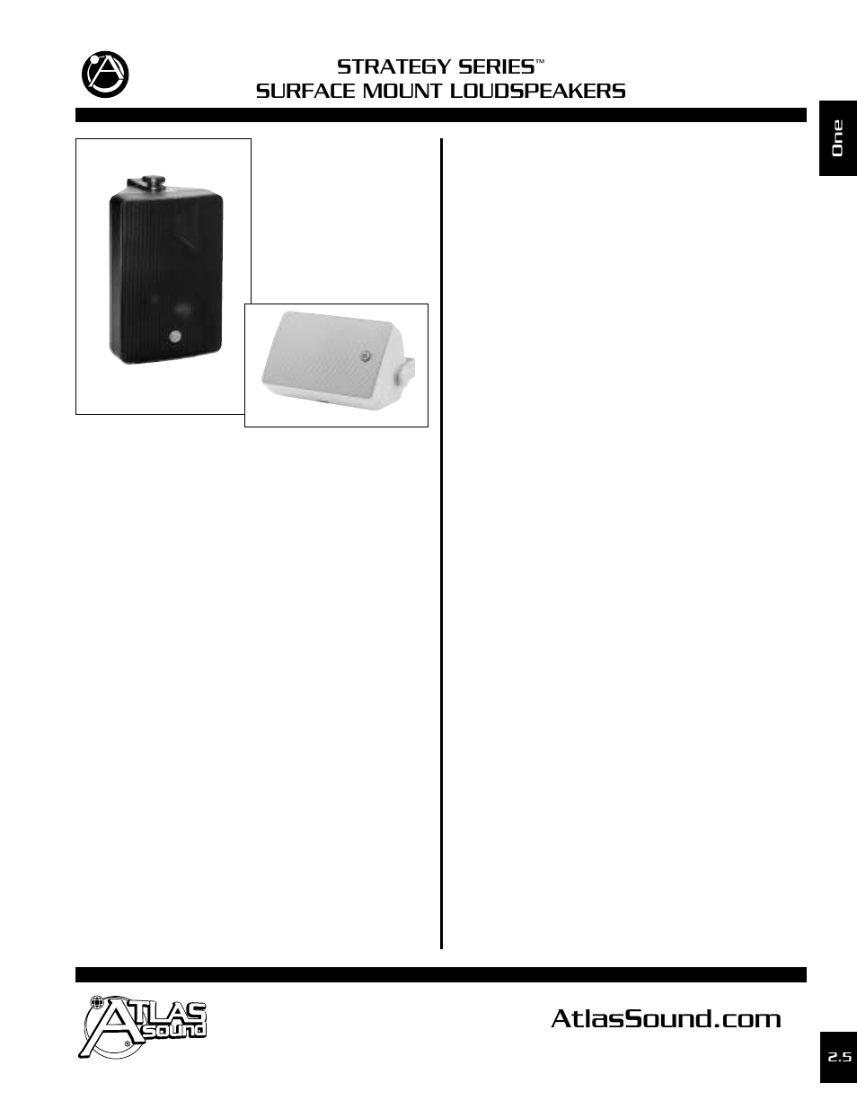Atlas Sound STRATEGY SERIES SM52T-B User Manual | 3 pages