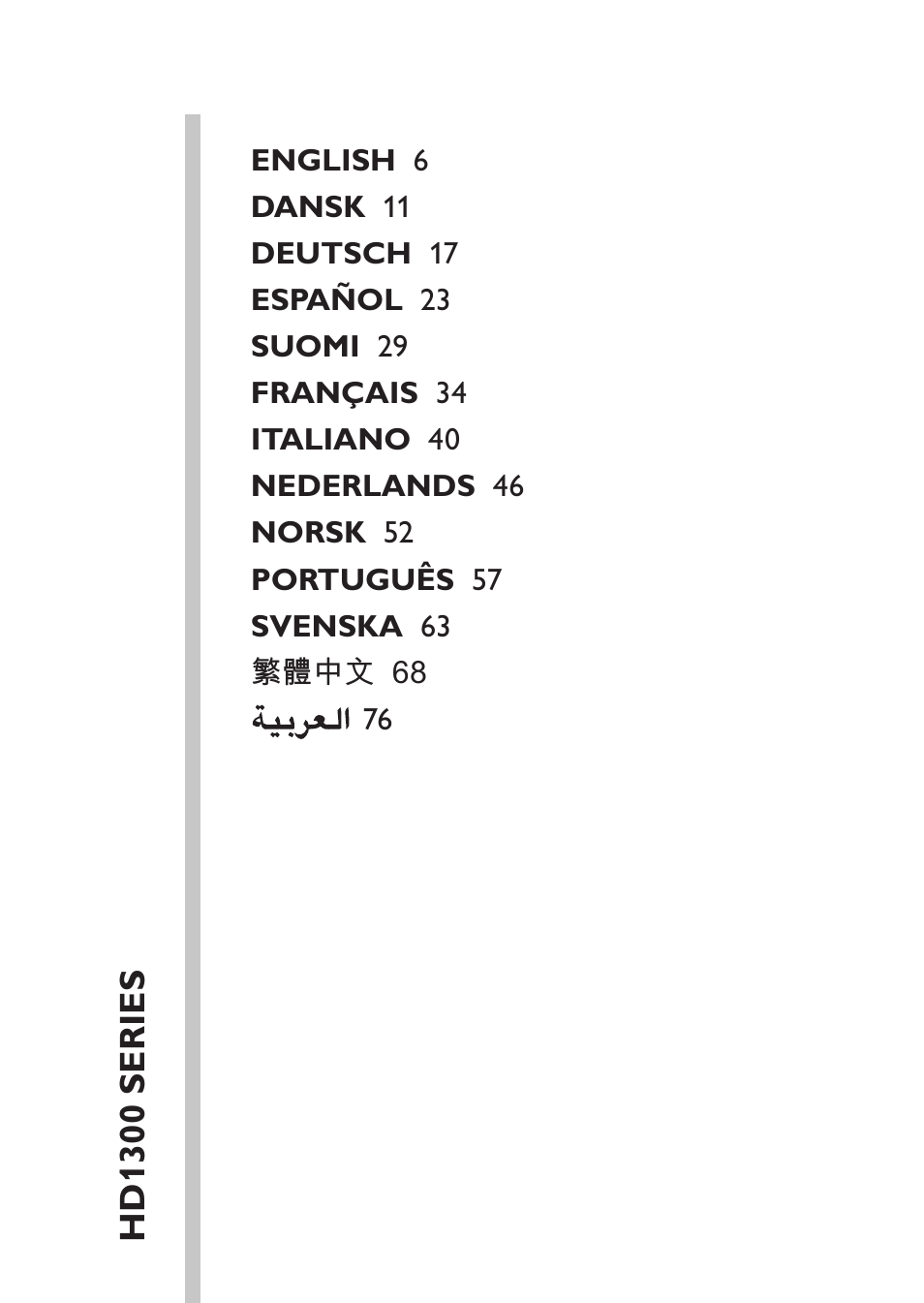 Hd1300 series | Philips Trocken-Bügeleisen User Manual | Page 5 / 80