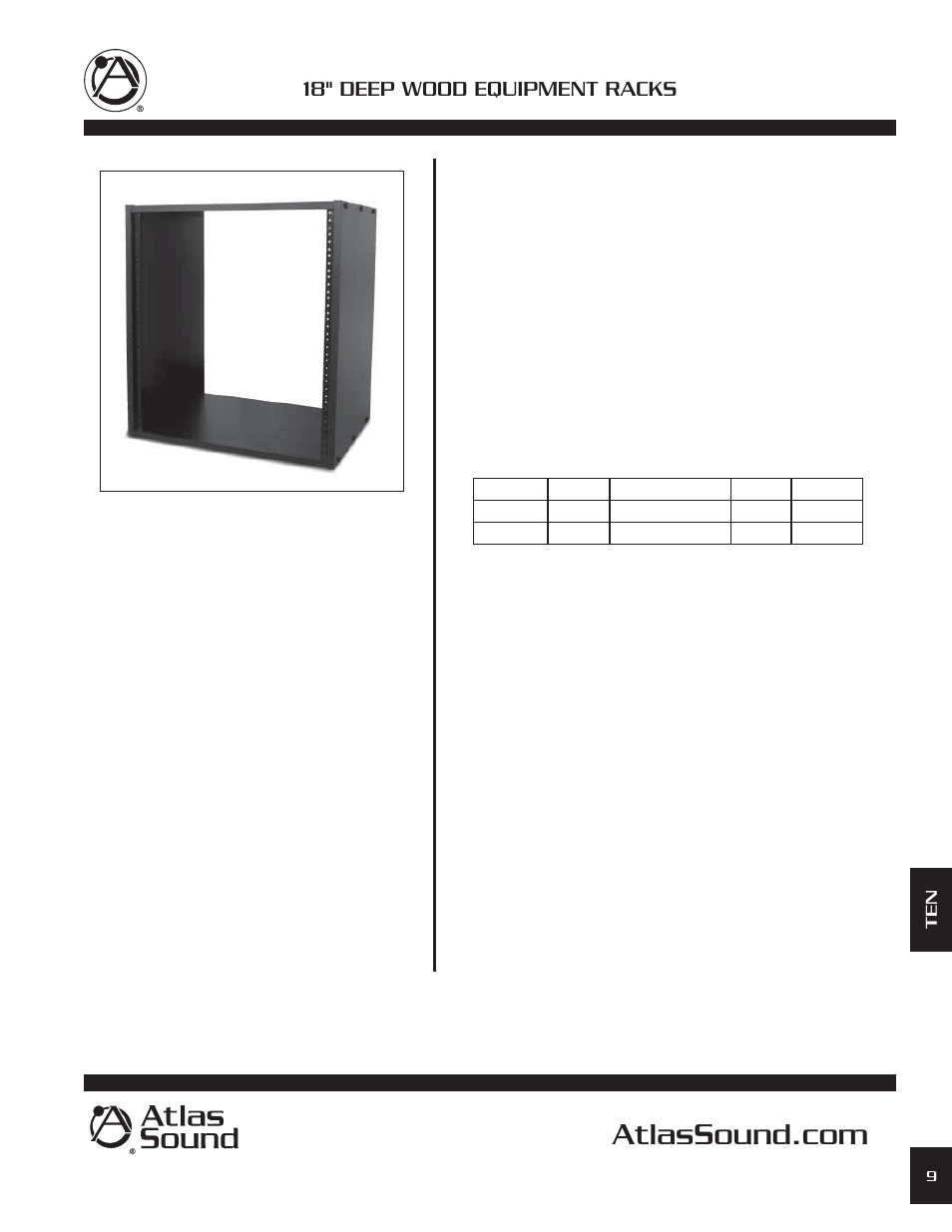 Atlas Sound 18" Deep Wood Equipment Racks RKW12-18 User Manual | 1 page