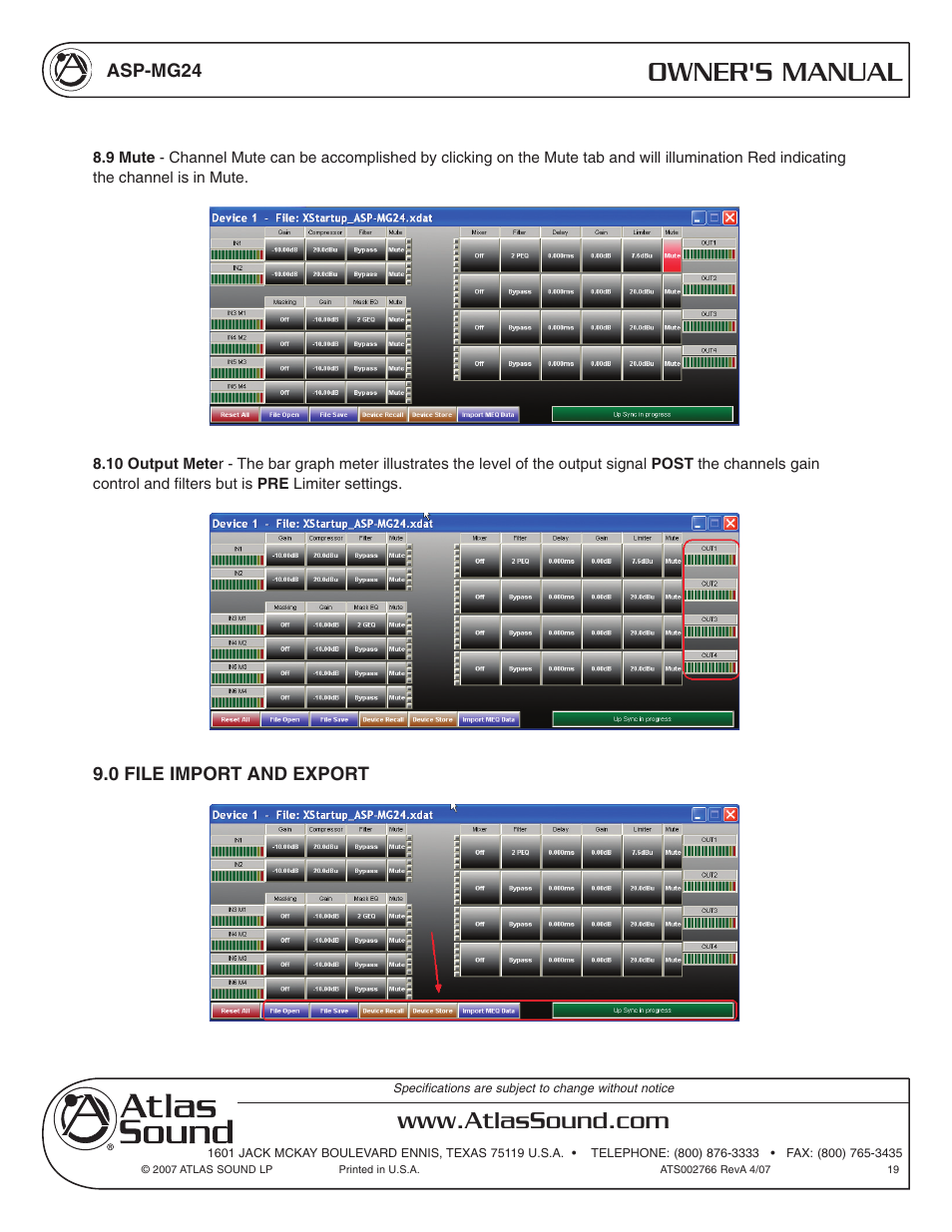 Owner's manual | Atlas Sound Sound Masking Generator/ Equalizer ASP-MG24 User Manual | Page 19 / 28