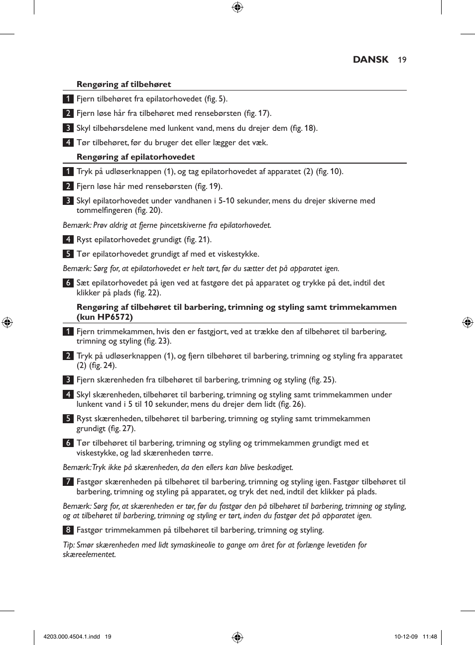 Philips SatinPerfect Epilierer User Manual | Page 19 / 88