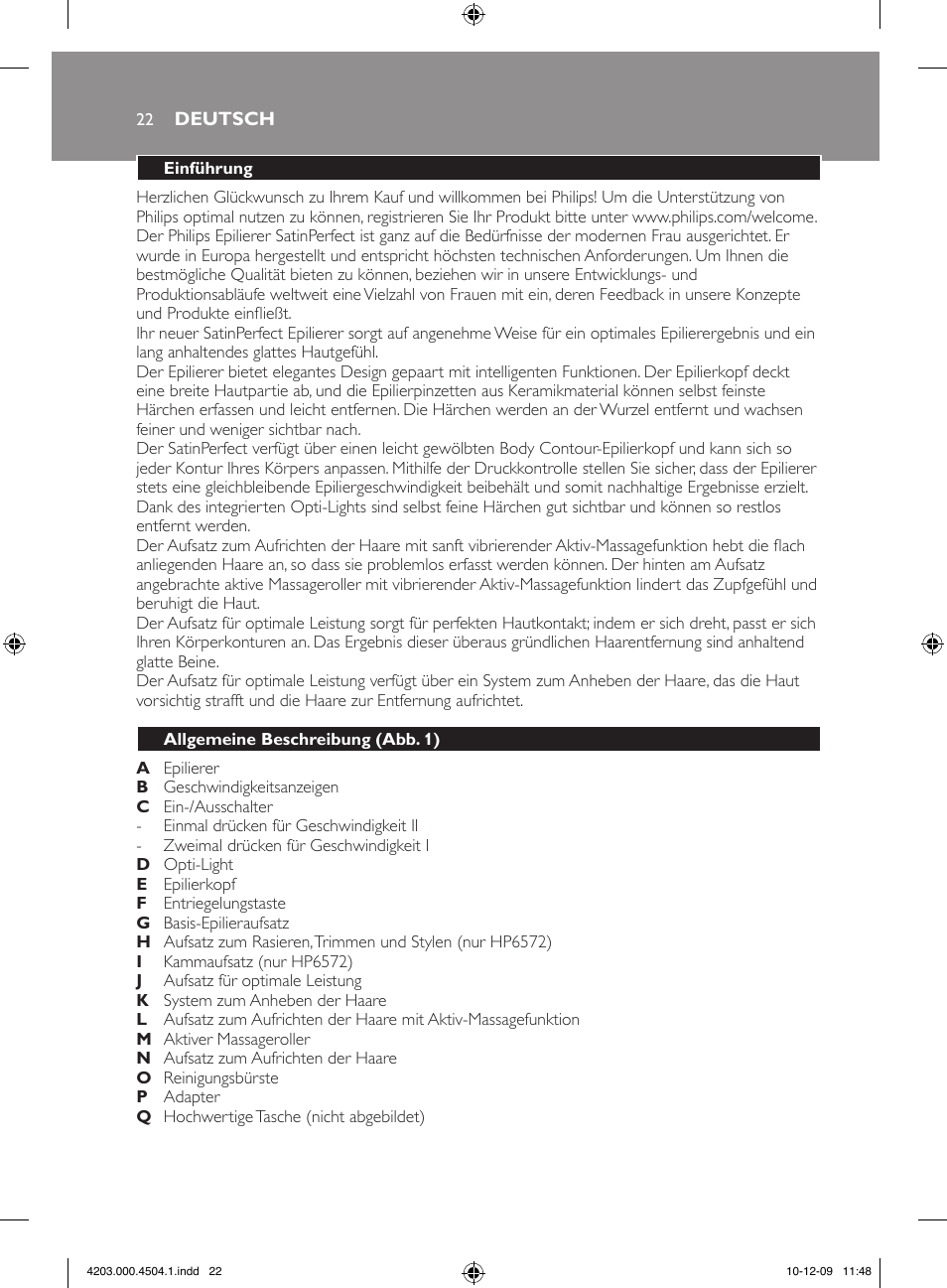 Philips SatinPerfect Epilierer User Manual | Page 22 / 88