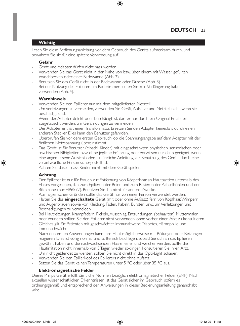 Philips SatinPerfect Epilierer User Manual | Page 23 / 88