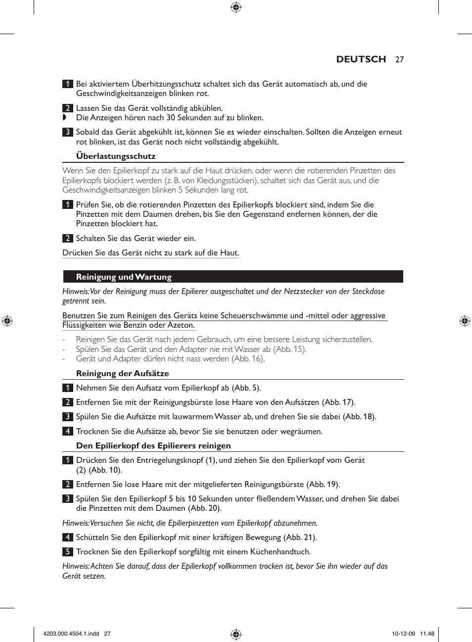 Philips SatinPerfect Epilierer User Manual | Page 27 / 88